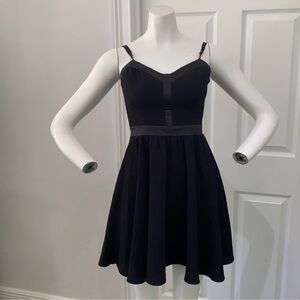 GUESS A-Line Fit & Flare Black Dress with Spaghetti Straps Sleeveless Flowy